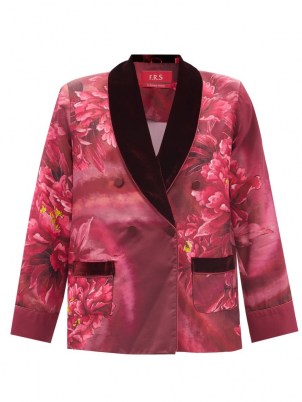 F.R.S – FOR RESTLESS SLEEPERS Ate pink double-breasted Peony Wave-print twill jacket / womens luxe pyjama inspired jackets / women’s floral occasion fashion
