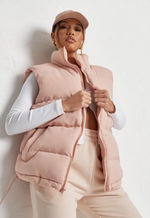 missguided pink boxy padded gilet ~ zip up gilets ~ womens fashionable sleeveless jackets ~ women’s casual autumn and winter outerwear - flipped