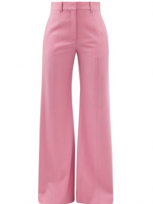 CHLOÉ Pink high-rise wool-blend flared-leg trousers | womens 70s vintage inspired flares | women’s retro pants - flipped