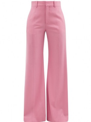 CHLOÉ Pink high-rise wool-blend flared-leg trousers | womens 70s vintage inspired flares | women’s retro pants