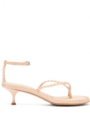 BOTTEGA VENETA Nappa Lagoon Bubble pink-leather sandals ~ ankle-strap kitten heels ~ luxe strappy shoes