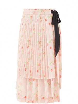 SIMONE ROCHA Pleated pink floral-print midi skirt | romance in spired fashion | feminine layered skirts - flipped