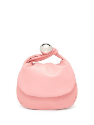JIL SANDER Sphere pink supple-leather clutch ~ small luxe top handle bags ~ luxury butter-soft nappa leather handbags - flipped
