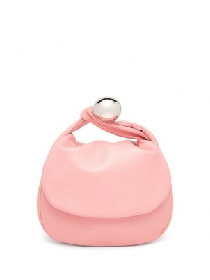 JIL SANDER Sphere pink supple-leather clutch ~ small luxe top handle bags ~ luxury butter-soft nappa leather handbags
