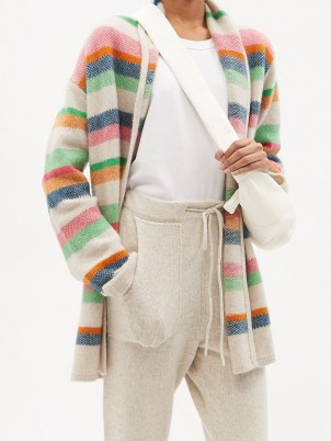 THE ELDER STATESMAN Pace striped cashmere cardigan | women’s multicoloured open front cardigans | womens designer knitwear - flipped