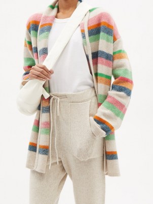 THE ELDER STATESMAN Pace striped cashmere cardigan | women’s multicoloured open front cardigans | womens designer knitwear