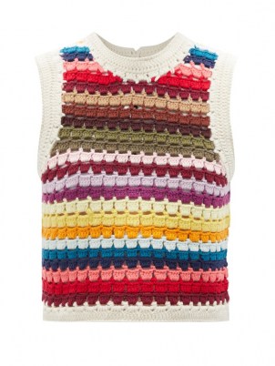 SEA Ziggy striped crochet sweater vest – multicoloured knitted vests – womens tank tops - flipped