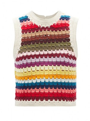 SEA Ziggy striped crochet sweater vest – multicoloured knitted vests – womens tank tops