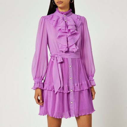 RIVER ISLAND Purple ruffled mini dress ~ romantic ruffle detail dresses ~ romance inspired fashion - flipped