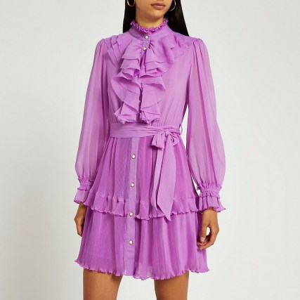 RIVER ISLAND Purple ruffled mini dress ~ romantic ruffle detail dresses ~ romance inspired fashion