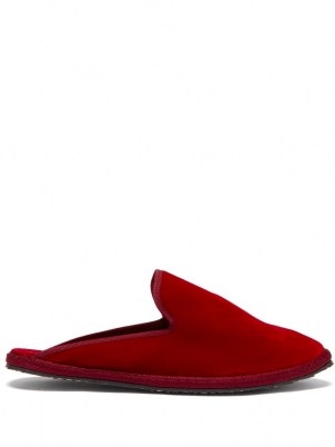 VIBI VENEZIA Backless red velvet furlane slippers - flipped