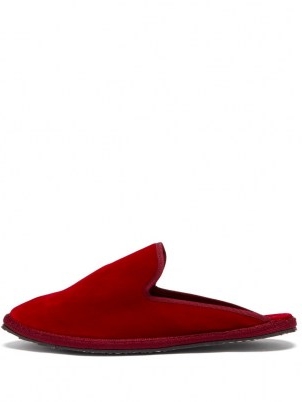 VIBI VENEZIA Backless red velvet furlane slippers