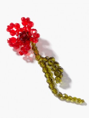 SIMONE ROCHA Beaded flower single earring / red and green floral jewellery