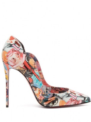 CHRISTIAN LOUBOUTIN Hot Chick 100 printed-leather pumps – high stiletto heel courts – scalloped edge court shoes