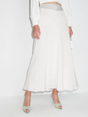 Rixo Joan silk crepe skirt – luxe white floaty bias cut skirts - flipped