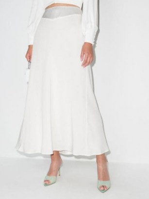 Rixo Joan silk crepe skirt – luxe white floaty bias cut skirts
