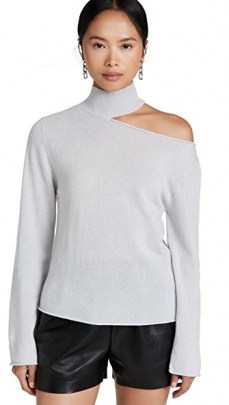 RtA Cashmere Langley Top – luxe cut out detail knitwear – high mock neck cutout jumpers