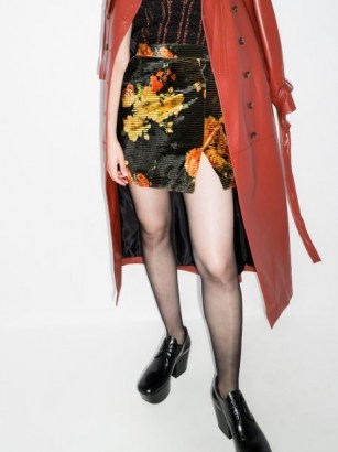 SAMUEL GUÌ YANG floral-print high-rise miniskirt | split hem mini skirts