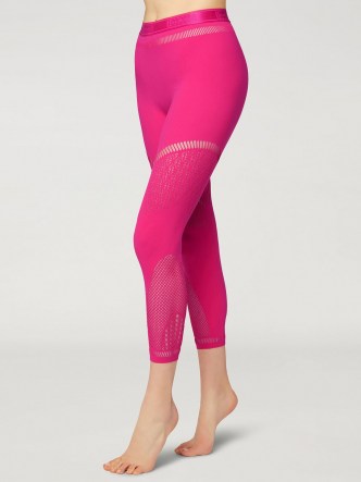 Wolford SHURI 7/8 LEGGINGS ~ womens pink activewear pants ~ yoga clothing ~ loungewear - flipped