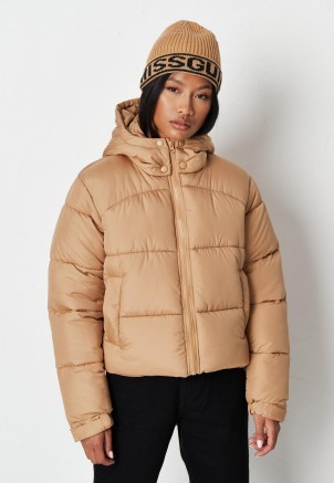 MISSGUIDED stone padded hooded puffer jacket ~ womens on-trend autumn & winter jackets