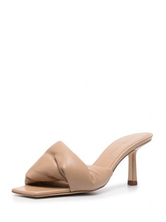 Studio Amelia padded leather sandals – Studio Amelia beige square toe mules - flipped
