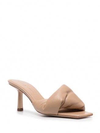 Studio Amelia padded leather sandals – Studio Amelia beige square toe mules