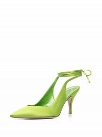 The Attico green ankle-wrap pumps ~ ankle strap court shoes