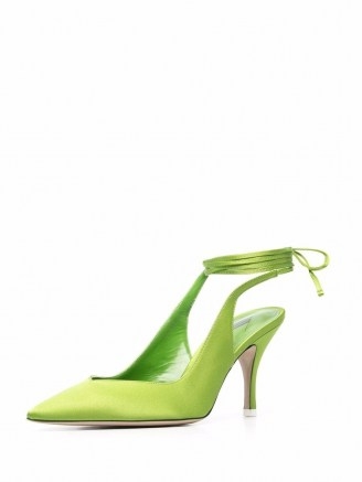 The Attico green ankle-wrap pumps ~ ankle strap court shoes