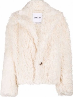The Attico single-breasted faux shearling jacket / white shaggy fur jackets / cool retro outerwear - flipped