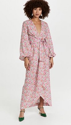 The Vampires Wife The Dreamer Dress / pink floral balloon sleeve tie-waist maxi dresses