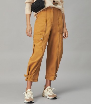 TORY BURCH TWILL CARGO PANT in Ridge ~ womens pocket detail crop hem trousers ~ women’s casual designer fashion