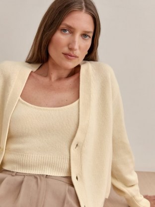REFORMATION Varenne Cashmere Tank And Cardi Set in Warm White / knitted loungewear sets / womens lounge co ords - flipped