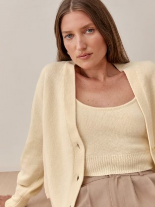 REFORMATION Varenne Cashmere Tank And Cardi Set in Warm White / knitted loungewear sets / womens lounge co ords