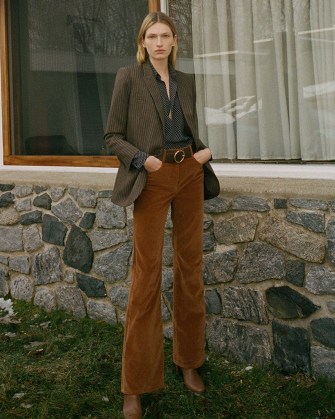NILI LOTAN VELVET CELIA PANT CARAMEL | women’s luxe brown trousers - flipped