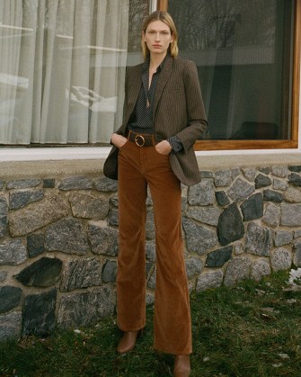 NILI LOTAN VELVET CELIA PANT CARAMEL | women’s luxe brown trousers