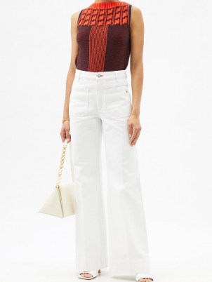VICTORIA BECKHAM Alina white high-rise flared jeans | womens vintage inspired high waist denim flares - flipped