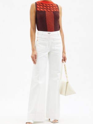 VICTORIA BECKHAM Alina white high-rise flared jeans | womens vintage inspired high waist denim flares