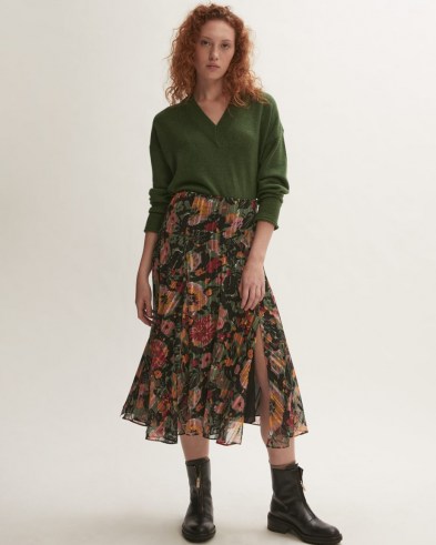 JIGSAW WILD BOUQUET ASYMMETRIC SKIRT / floaty floral split hem skirts