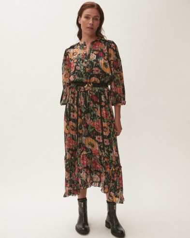 JIGSAW WILD BOUQUET MAXI DRESS / romantic floral print ruffle trim dresses / feminine fashion - flipped