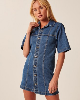 Abercrombie & Fitch A-Line Denim Mini Dress | casual shirt dresses - flipped