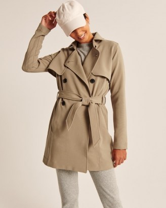 Abercrombie & Fitch Drapey Trench Coat | womens neutral belted tie waist coats