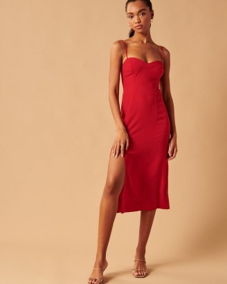 Abercrombie & Fitch High-Slit Midaxi Dress | split hem skinny strap evening dresses | strappy party fashion - flipped