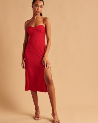 Abercrombie & Fitch High-Slit Midaxi Dress | split hem skinny strap evening dresses | strappy party fashion