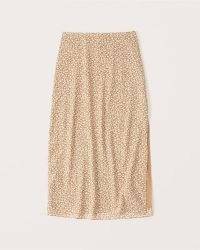Abercrombie & Fitch High-Slit Midi Skirt ~ brown floral side split skirts