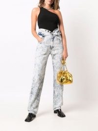 Y/Project knotted-waist straight-leg jeans ~ womens designer acid wash denim