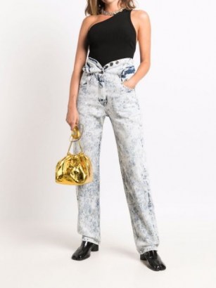 Y/Project knotted-waist straight-leg jeans ~ womens designer acid wash denim - flipped
