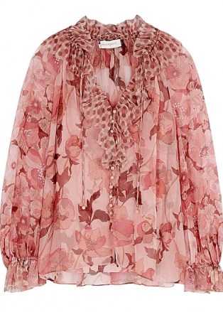 ZIMMERMANN Concert floral-print silk-chiffon blouse – Zimmermann ruffled blouses – romantic fashion - flipped