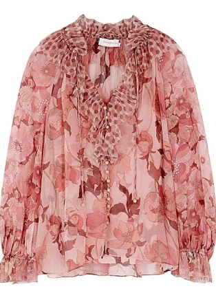 ZIMMERMANN Concert floral-print silk-chiffon blouse – Zimmermann ruffled blouses – romantic fashion