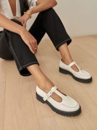 REFORMATION Abalonia Chunky Maryjane in White / T strap mary janes