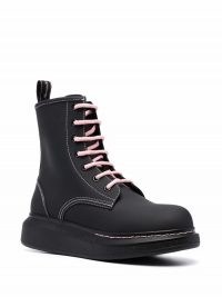 Alexander McQueen Women’s chunky sole combat boots in Matte Black / Ice Pink